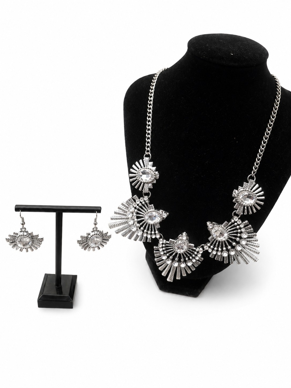 paparazzi Silver Radiant Fan Necklace & Earring Set